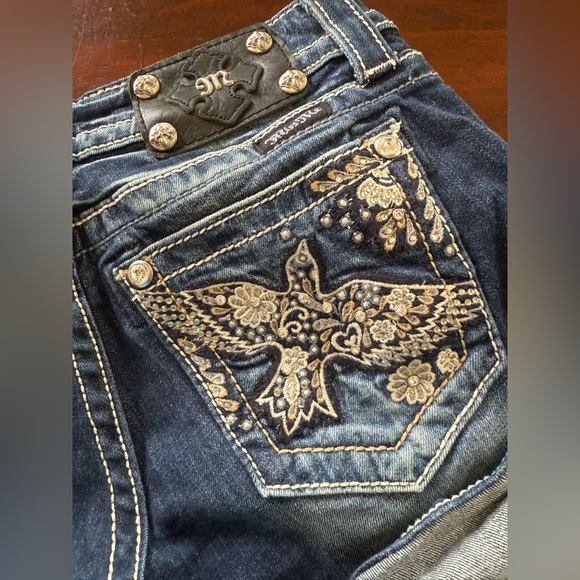 Miss Me Blue Distressed Denim Shorts size 26 - Picture 8 of 8